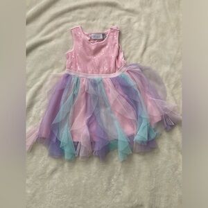Toddler girls 3T tank top dress; rainbow/cotton candy coloring; birthday party